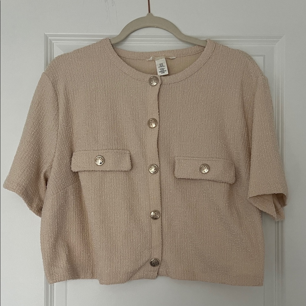 H&M Cream Button-Up Sweater